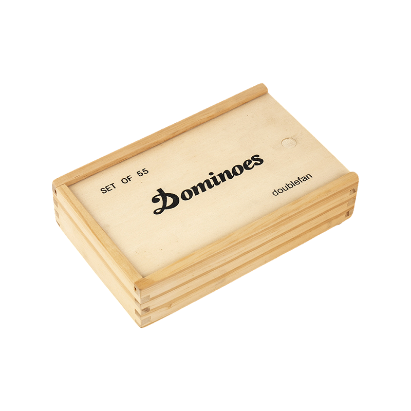 Dominó doble 9 de madera natural en caja de madera