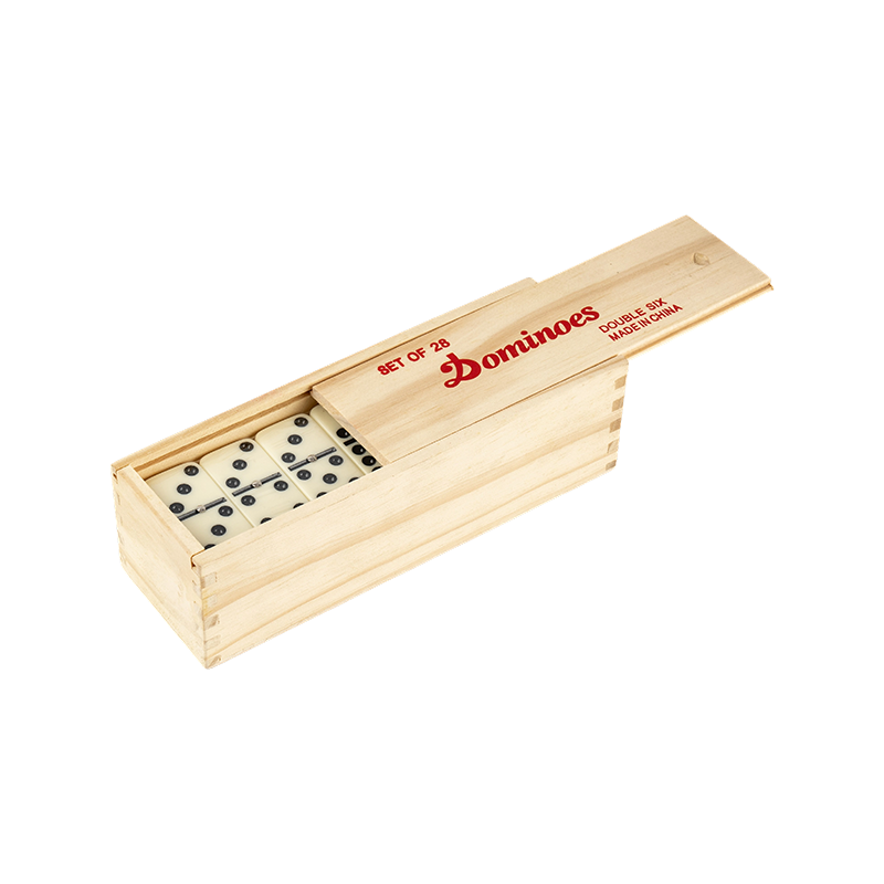 Dominó doble 6 en caja de madera con cajón deslizable