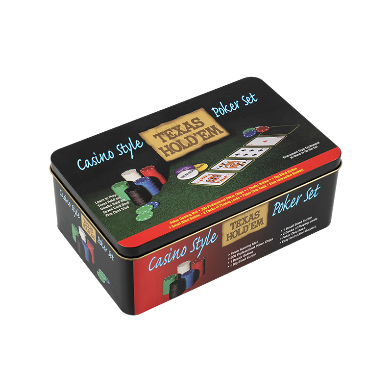 Juego de fichas de póker completo de lujo en caja de hojalata