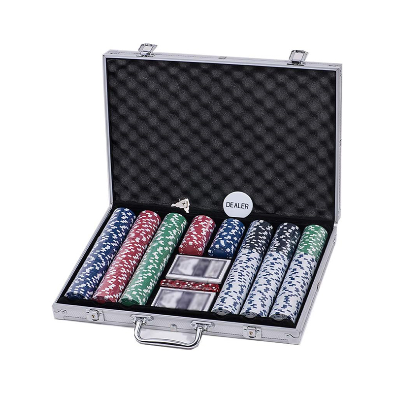 Juego de fichas de póker de arcilla pesada en caja de aluminio
