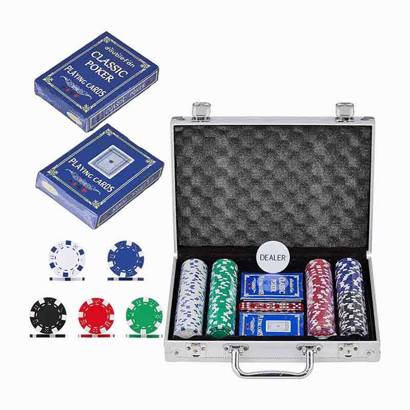 Juego de 200 fichas de póker en caja de aluminio