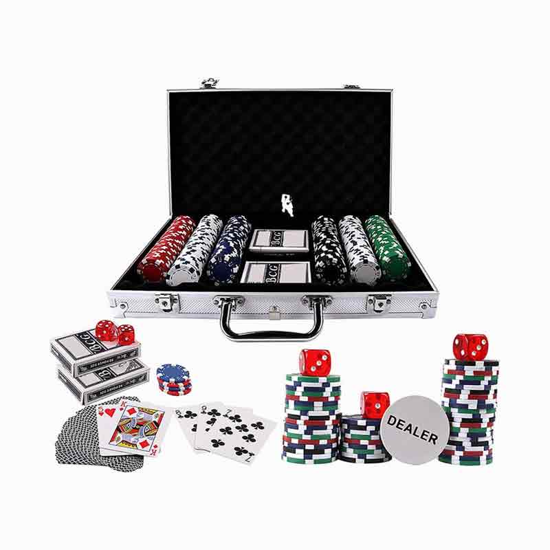 Juego de fichas de póker estilo Texas Hold’ em en caja de aluminio