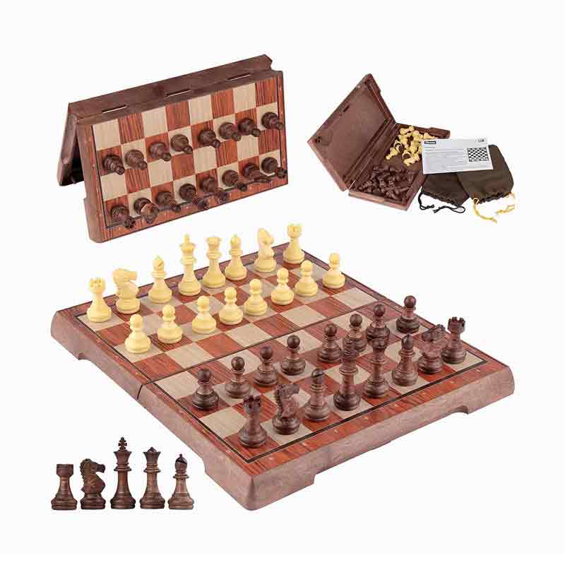 Juego de ajedrez con acabado imitación madera